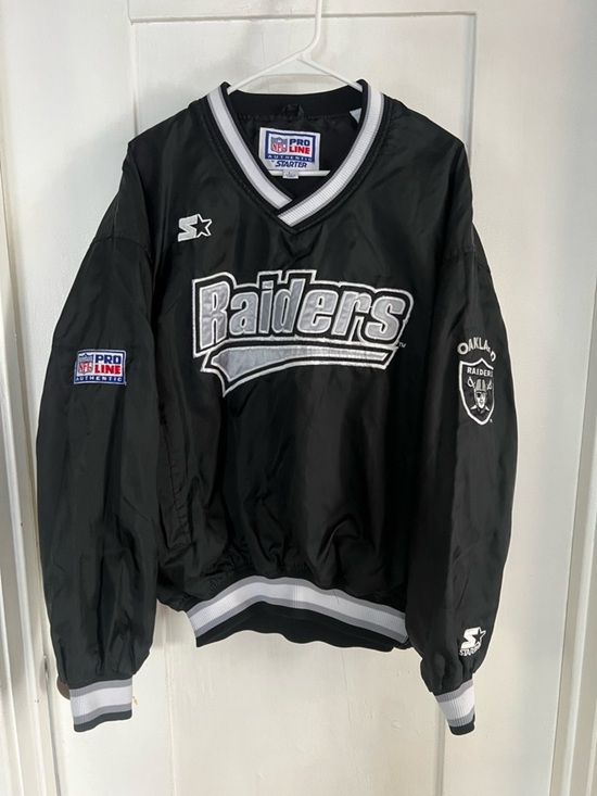 STARTER Other - Vintage Starter Pro Line Oakland Raiders Black Pullover Jacket. SIZE LARGE.